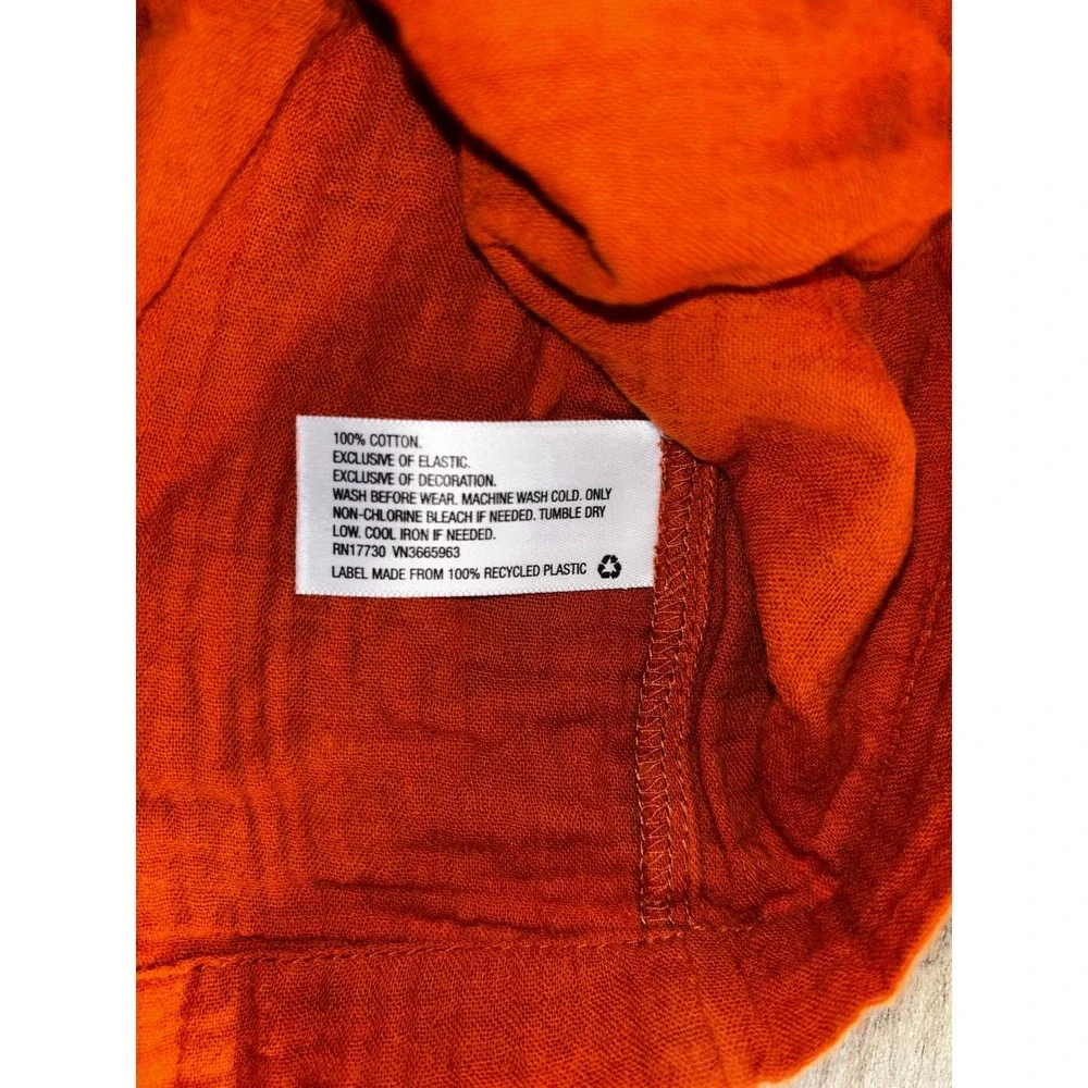 Girls Burnt Orange Smocked Ruffle Top with Pink Eyelet Lace Trim Long‎ Sleeve